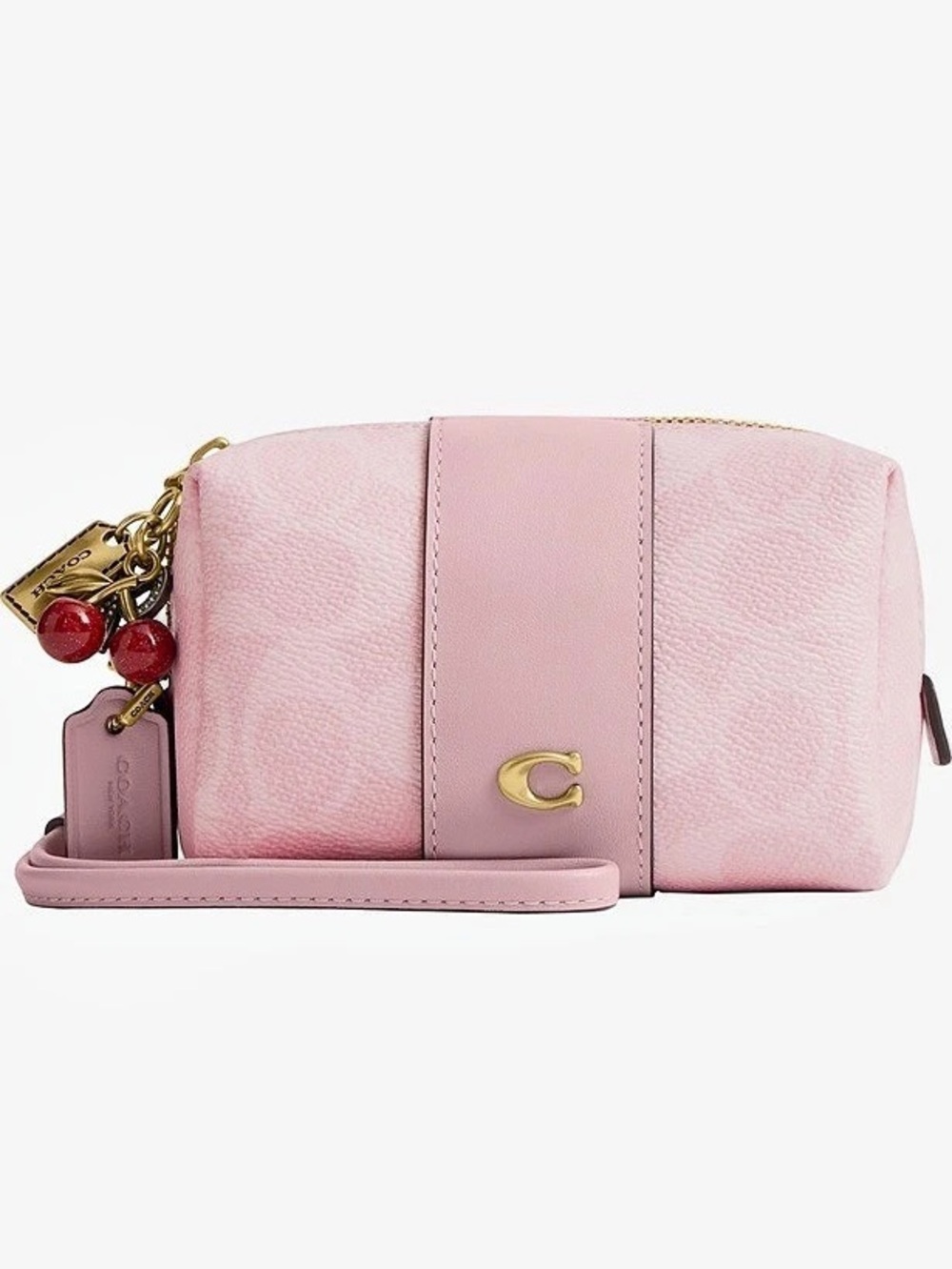 NWT Coach Essential Mini Boxed Cosmetic Pouch with Charms Powder Pink
